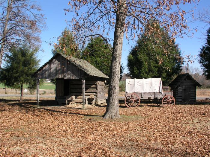 The corn crib, a wagon, and the chicken house
