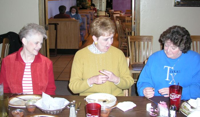 Vicki, Wanda, and Lou admire Mary's hand made rings
