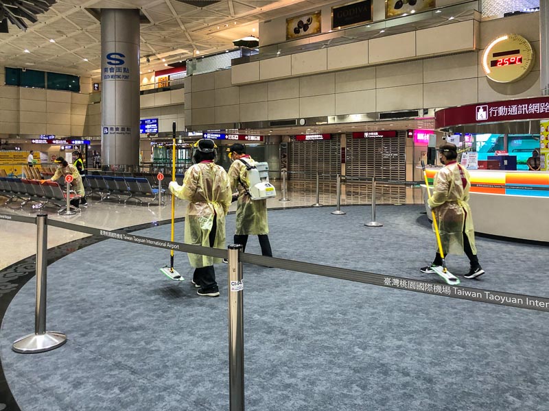 Cleaning crew at TaiYuan airport, Taiwan