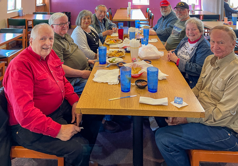L-R: Jim Harrison, George Kizer, Angie & Steve Rocha, Jim Sumlin, Marvin Howard, Allegra Burnworth, and Jim Wallner