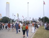 Connie and Angie with Big Tex and the tower building in the background.