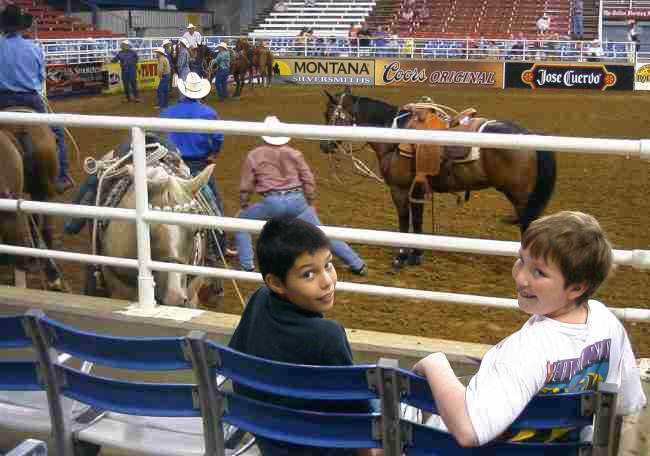 Alex and Samuel took in the Mesquite rodeo