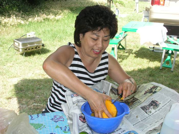 Mango juice from ear to ear!